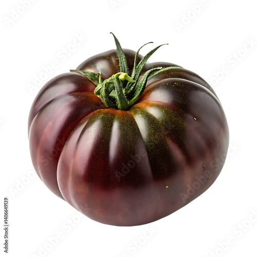 A whole black krim tomato isolated on a transparent background