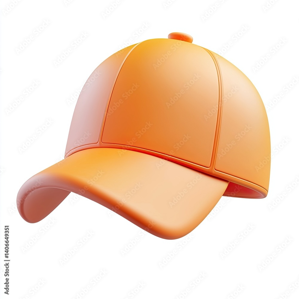 Fototapeta premium Vibrant Orange Baseball Cap: A 3D Render of a Stylish and Modern Headwear