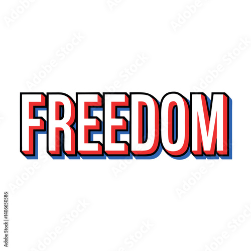 'Freedom' text inside banner on white background. 