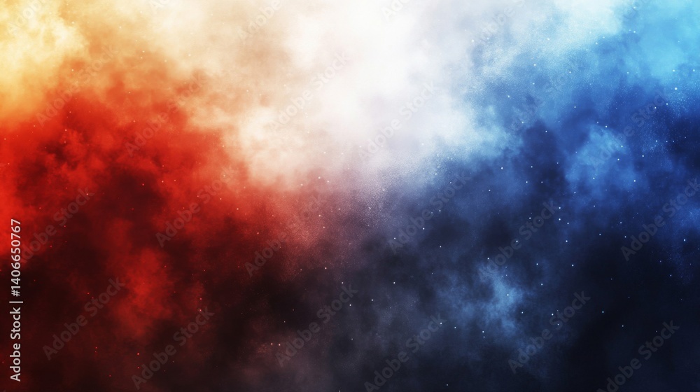 Naklejka premium Abstract Cosmic Nebula with Red and Blue Swirls