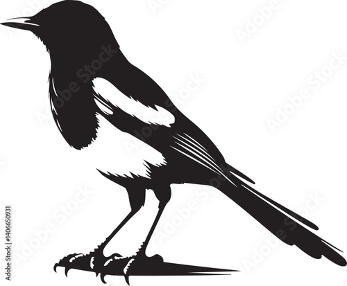 magpie silhouette vector art illustration