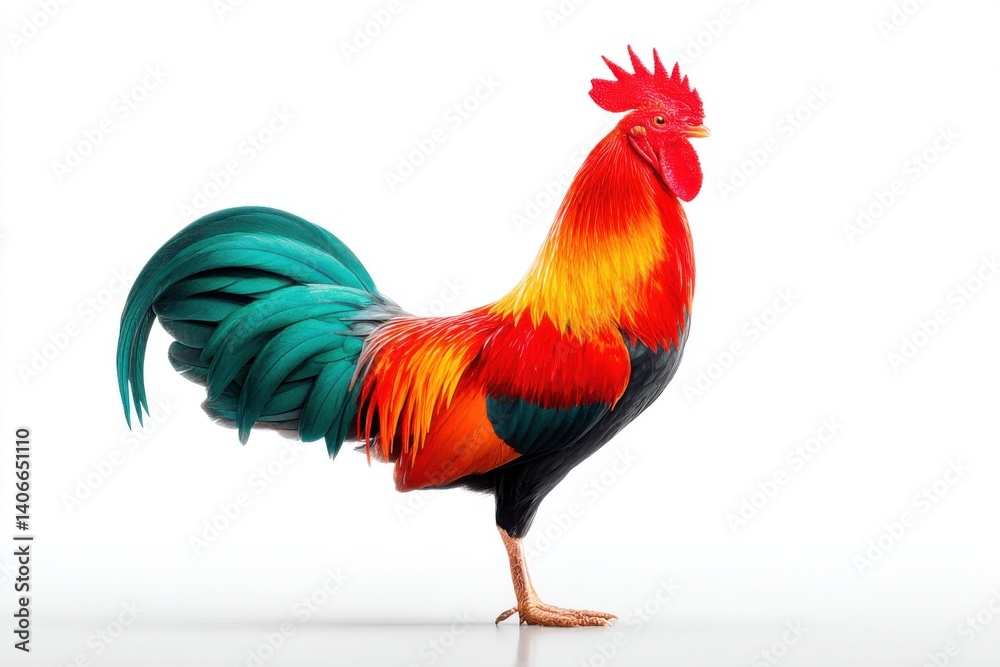 Fototapeta premium Vibrant Rooster: A Majestic Portrait