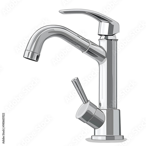 Elegant Chrome Tap: A close-up view of a modern chrome tap, with sleek lines and a polished finish, suggesting modern design and functionality.