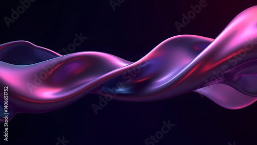 Vibrant 3D abstract purple ribbon waves on dark background – luxury digital art design.