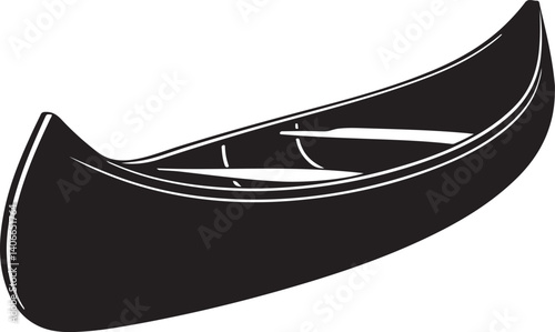 canoe black silhouette from a side view, vector illustration design
