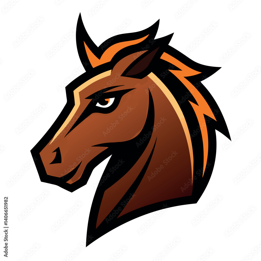 Fototapeta premium Horse head logo stylized sharp lines bold color.