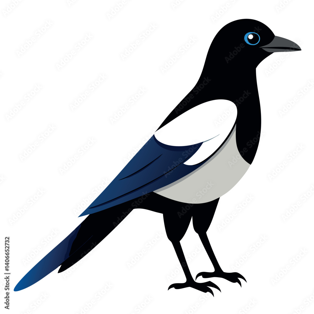 Magpie isolated on white background
