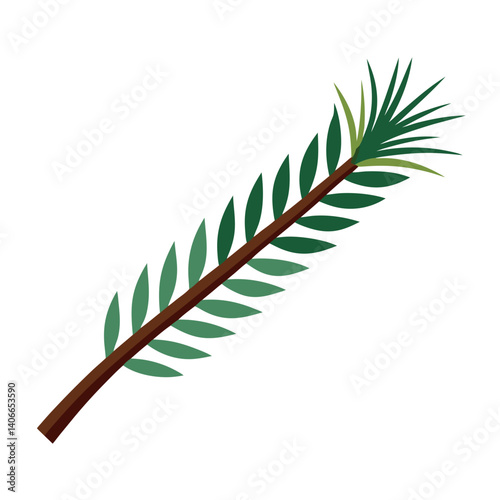 Pine branch vector icon on white background.