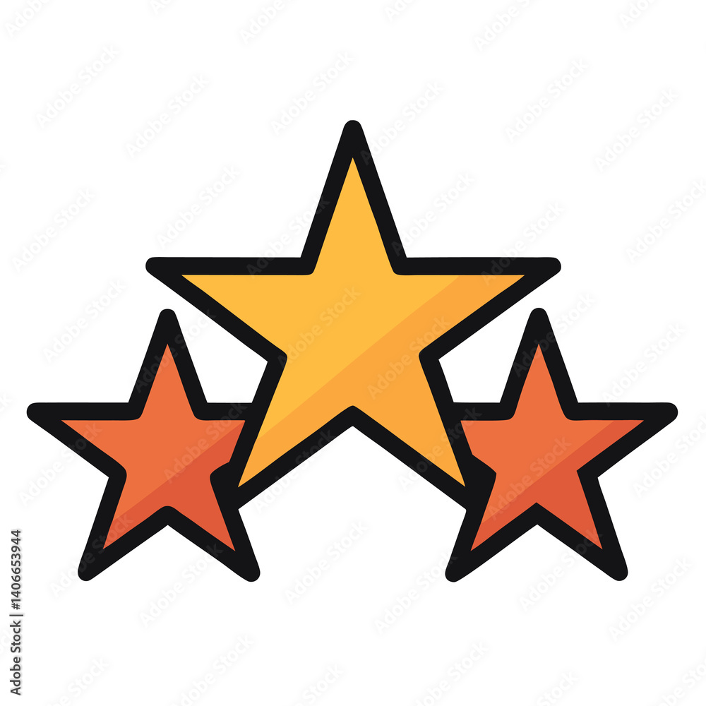 Rating stars illustration whit solid colour outline. Rating stars illustration whit solid colour outline.