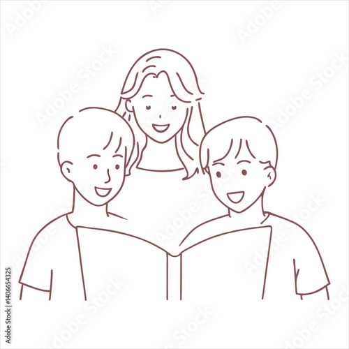 Family with little daughter reading book on sofa in living room vector design illustrations.