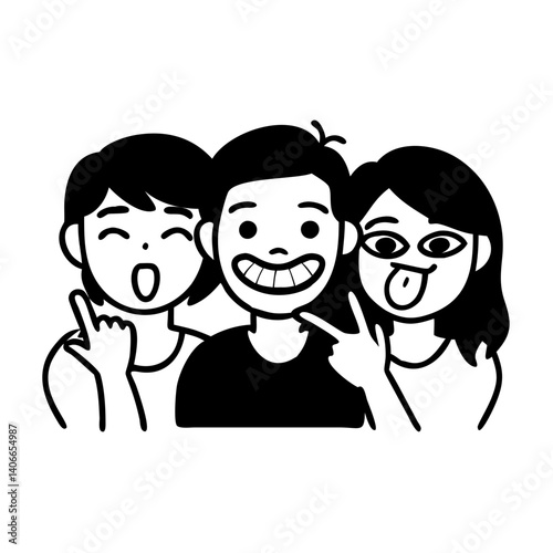 friends making silly faces icon, friends making silly faces vector, 