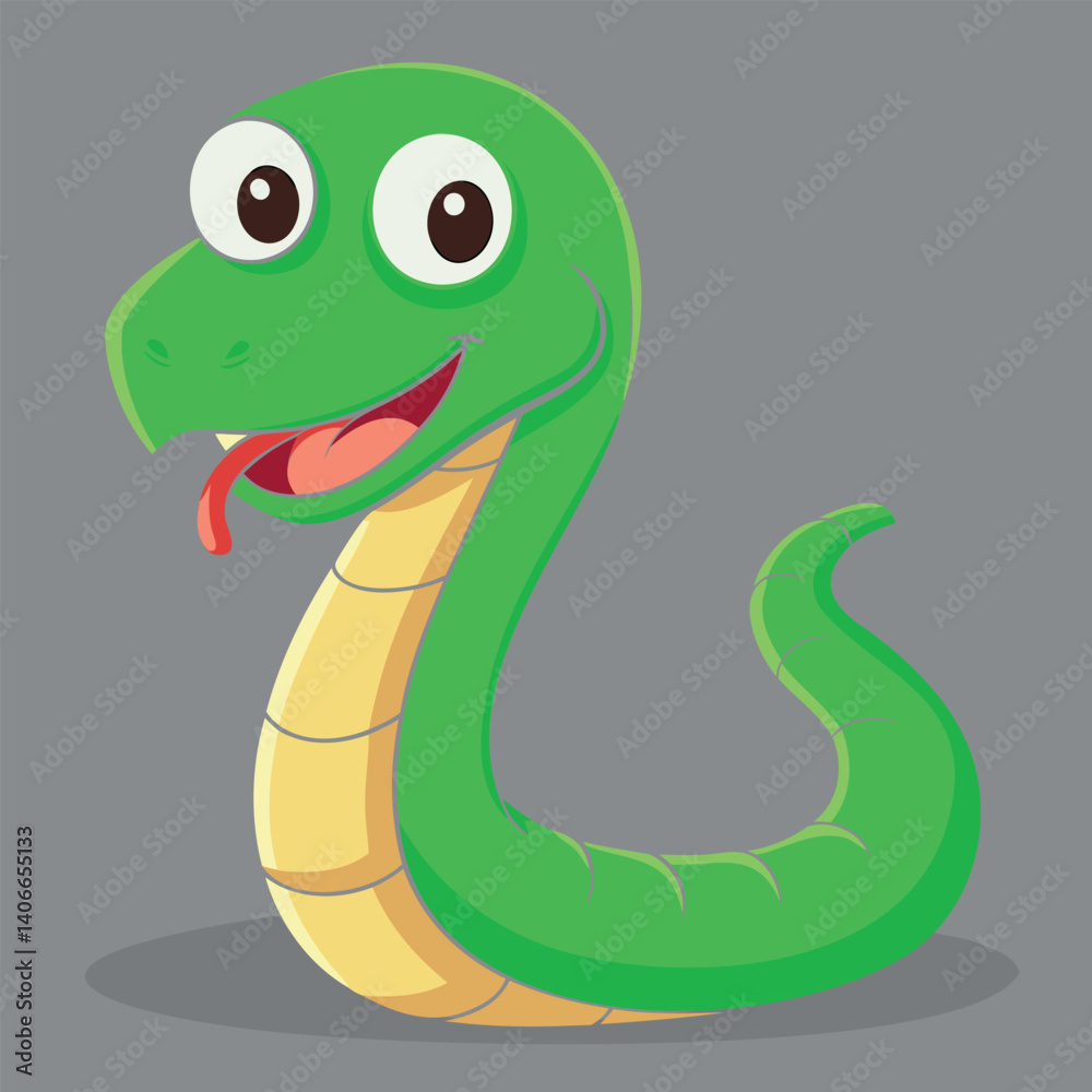 Fototapeta premium Green Snake Vector Illustration for New Year Festive Designs