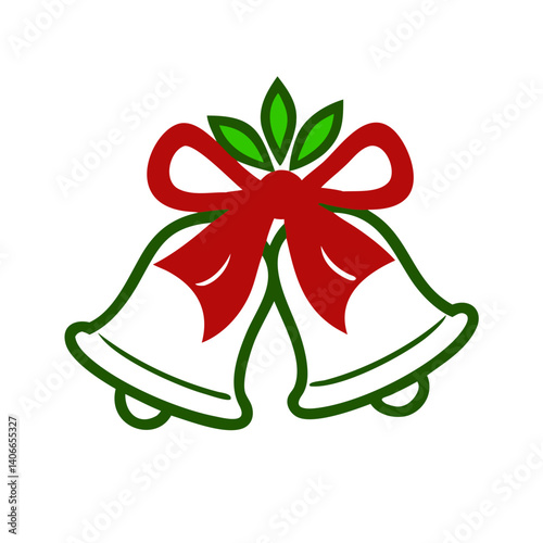 Decorative Christmas bells tied with a red ribbon and green leaves, symbolizing the festive spirit of the holiday season