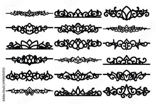 set of Elegant vintage ornament vector with intricate flourishes and classic baroque-style details. Perfect for invitations, labels, packaging, and decorative design projects.