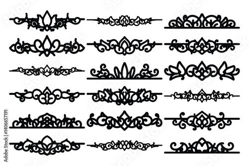 set of Elegant vintage ornament vector with intricate flourishes and classic baroque-style details. Perfect for invitations, labels, packaging, and decorative design projects.