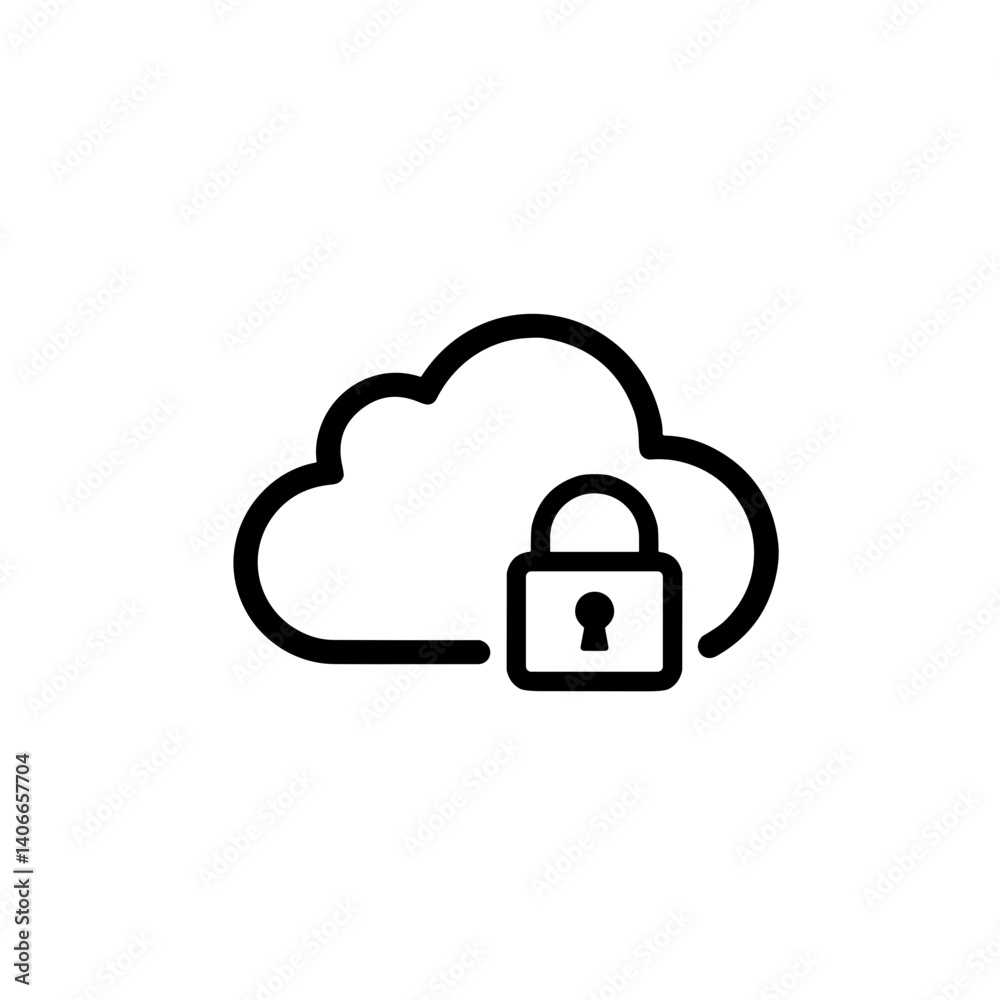 Cloud security icon with padlock for data protection Cloud security icon with padlock for data protection