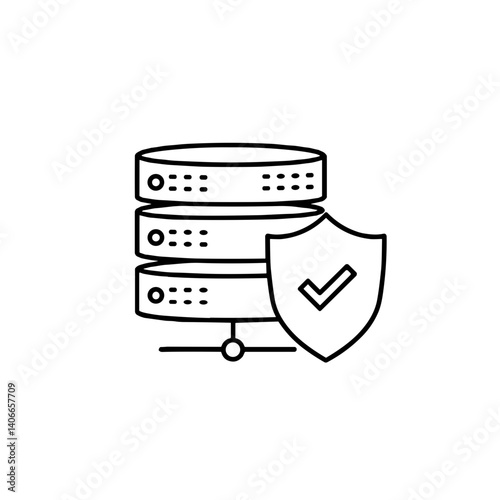 Data Security Concept with Servers and Shield Icon  