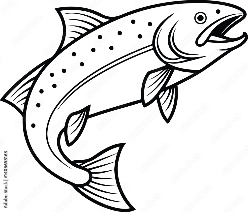 Fototapeta premium bass fish vector isolated on white background.