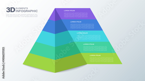 3D Pyramid infographic with five steps or options. Infographic design template