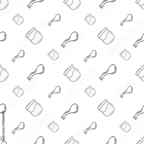 kitchen utensil pattern. kitchenware seamless pattern. doodle kitchen background