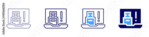 Laptop auditing icon in 4 different styles. Thin Line, Line, Bold Line, Duotone. Duotone style. Editable stroke