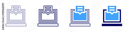 Laptop auction icon in 4 different styles. Thin Line, Line, Bold Line, Duotone. Duotone style. Editable stroke