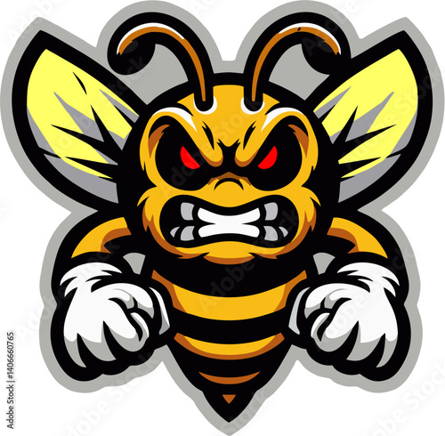 Angry bee mascot logo 