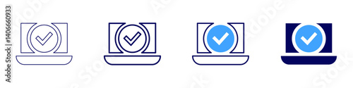 Laptop dataloop icon in 4 different styles. Thin Line, Line, Bold Line, Duotone. Duotone style. Editable stroke
