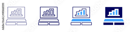 Laptop engine icon in 4 different styles. Thin Line, Line, Bold Line, Duotone. Duotone style. Editable stroke