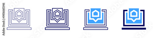 Laptop expandability icon in 4 different styles. Thin Line, Line, Bold Line, Duotone. Duotone style. Editable stroke