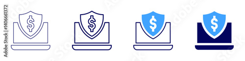 Laptop exhibitions​ icon in 4 different styles. Thin Line, Line, Bold Line, Duotone. Duotone style. Editable stroke