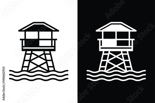 Lifeguard Tower icon vector on White Background ,Vector Art Illustration on white background.
