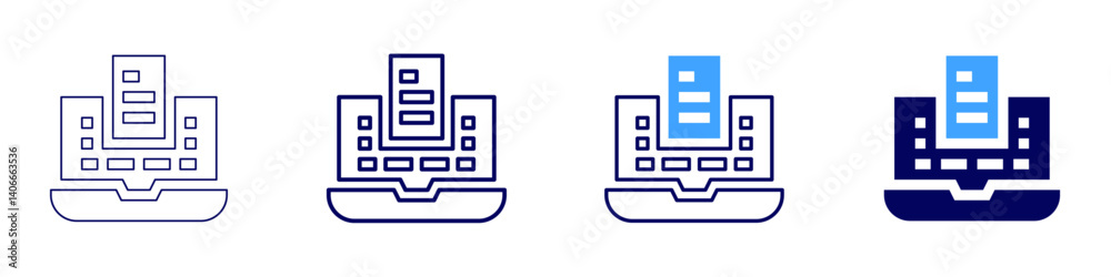 Laptop invoice icon in 4 different styles. Thin Line, Line, Bold Line, Duotone. Duotone style. Editable stroke Laptop invoice icon in 4 different styles. Thin Line, Line, Bold Line, Duotone. Duotone style. Editable stroke