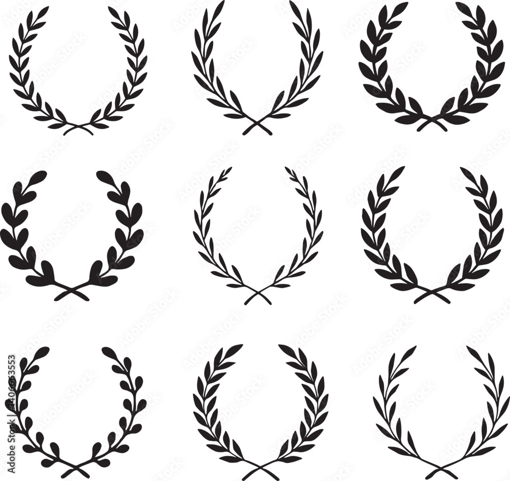 Obraz premium Set of laurel wreath logo icon