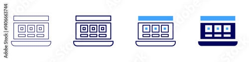 Laptop livestream icon in 4 different styles. Thin Line, Line, Bold Line, Duotone. Duotone style. Editable stroke