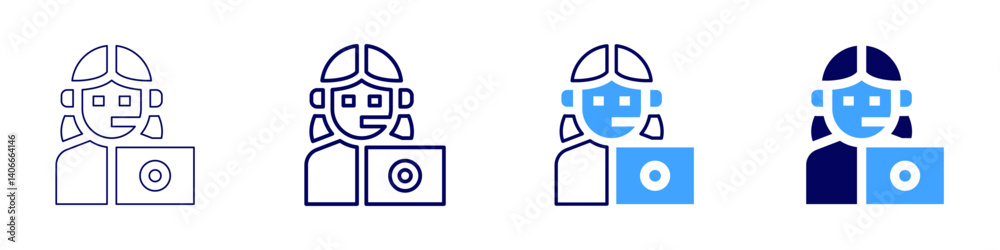 Fototapeta premium Laptop neural icon in 4 different styles. Thin Line, Line, Bold Line, Duotone. Duotone style. Editable stroke