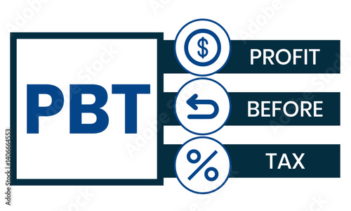 PBT - profit before tax. acronym business concept. vector illustration concept with keywords and icons. lettering illustration with icons for web banner, flyer, landing page, presentation
