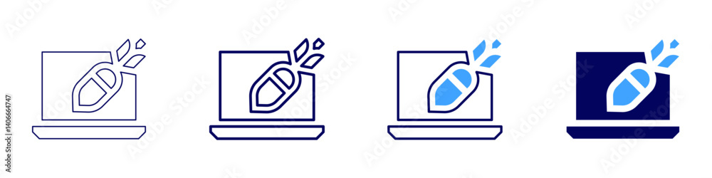 Laptop protector icon in 4 different styles. Thin Line, Line, Bold Line, Duotone. Duotone style. Editable stroke