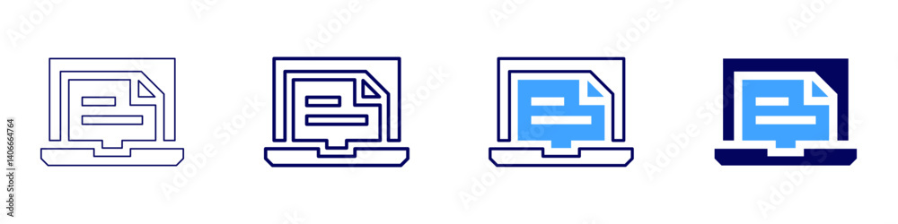 Laptop reading icon in 4 different styles. Thin Line, Line, Bold Line, Duotone. Duotone style. Editable stroke Laptop reading icon in 4 different styles. Thin Line, Line, Bold Line, Duotone. Duotone style. Editable stroke
