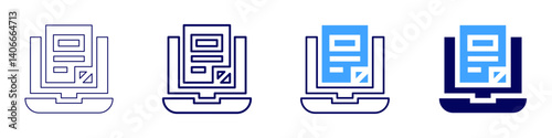 Laptop projector icon in 4 different styles. Thin Line, Line, Bold Line, Duotone. Duotone style. Editable stroke