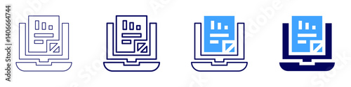 Laptop protocol icon in 4 different styles. Thin Line, Line, Bold Line, Duotone. Duotone style. Editable stroke