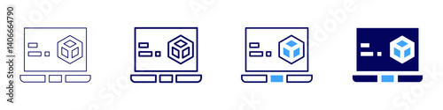 Laptop refurbished icon in 4 different styles. Thin Line, Line, Bold Line, Duotone. Duotone style. Editable stroke