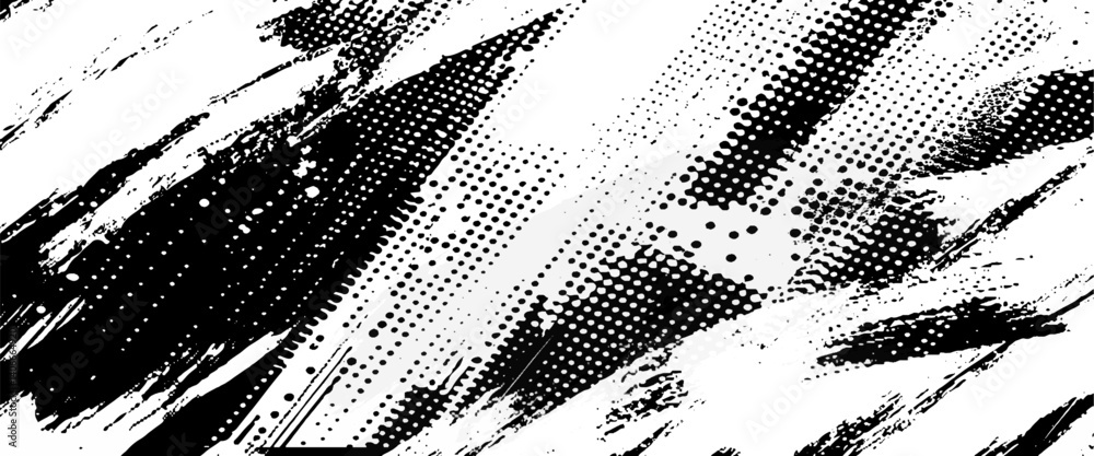 Vector black texture paint chaotic vintage city wall template brush stroke background.