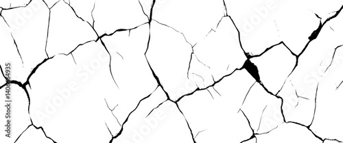 Obraz na płótnie Vector black grunge cracks isolated on white background. w salonie