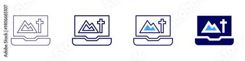 Laptop scrubber icon in 4 different styles. Thin Line, Line, Bold Line, Duotone. Duotone style. Editable stroke