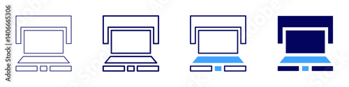 Laptop shutdown icon in 4 different styles. Thin Line, Line, Bold Line, Duotone. Duotone style. Editable stroke