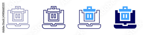 Laptop speakers​ icon in 4 different styles. Thin Line, Line, Bold Line, Duotone. Duotone style. Editable stroke