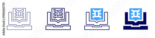 Laptop trackpad icon in 4 different styles. Thin Line, Line, Bold Line, Duotone. Duotone style. Editable stroke