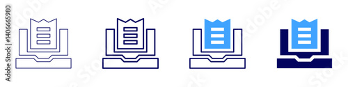Laptop upgradeable icon in 4 different styles. Thin Line, Line, Bold Line, Duotone. Duotone style. Editable stroke