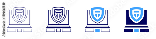 Laptop upgradeability icon in 4 different styles. Thin Line, Line, Bold Line, Duotone. Duotone style. Editable stroke
